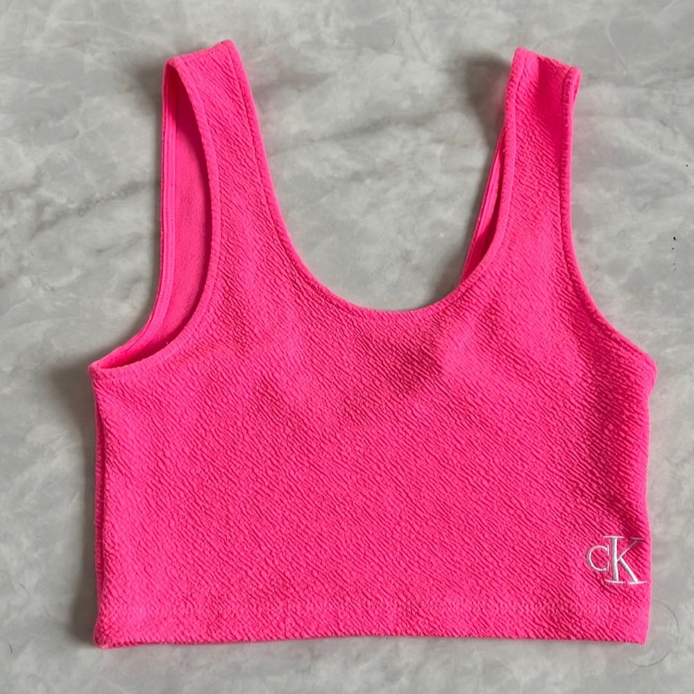 Neon pink Calvin Klein crop top